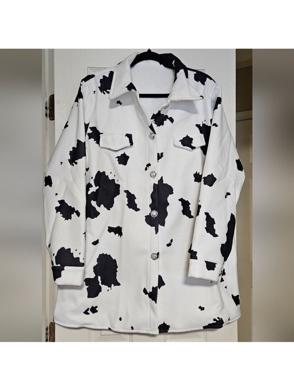 Western Black and White Cow Print Jacket Women's 2XL
